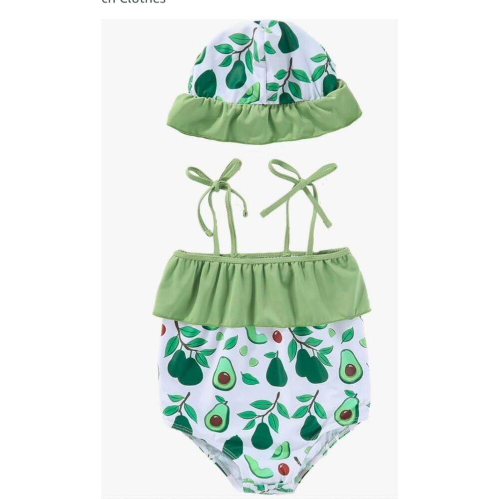 Avocado toddler swimwear and hat Multiple Sizes 2T, 3T, 5T NEW